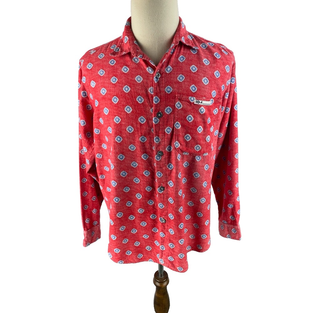 ID#‎ Official Identification Vtg 80s Button Shirt One Size Polka Dot Fader